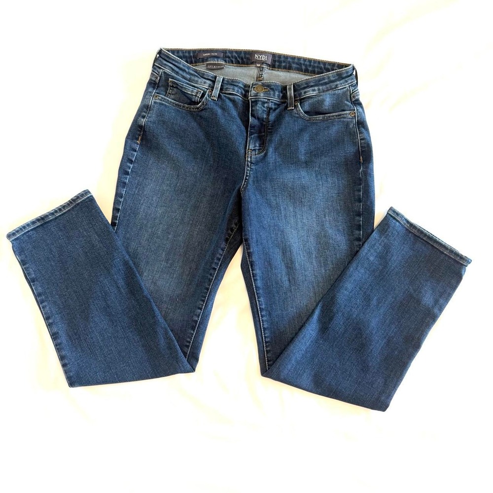 NYDJ Size 10P Dark Wash Straight Leg Jeans Sheri Slim Style